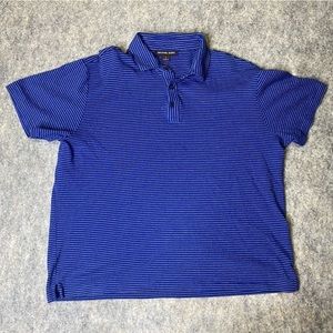 Michael Kors Polo Shirt Mens Adult‎ Large Blue Short Sleeve Striped Soft